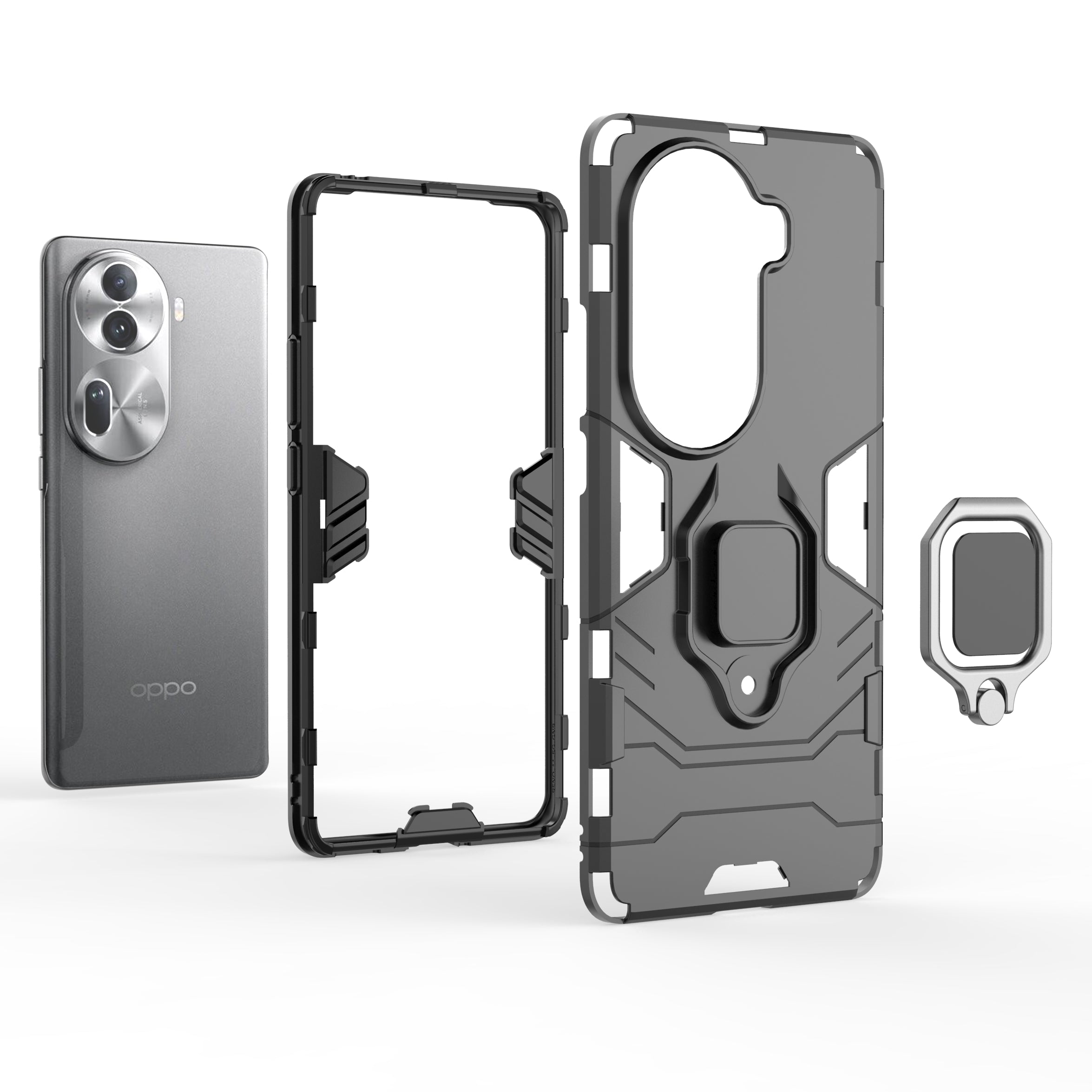For Oppo Reno11 Pro 5G (Global) Case Ring Holder Kickstand PC+TPU Phone Cover For Oppo Reno11 Pro 5G (Global) Case Ring Holder Kickstand PC+TPU Phone Cover